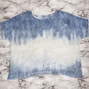 CAbi Ombre Fade Out Top Blue Cream Sheer Blouse Oversized Style# 781 Women S